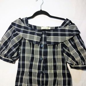 Vintage Retro flannel fitted short dress XS EUC